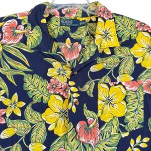 Polo Ralph Lauren Mens XXL Floral Hawaiian Camp Shirt Tropical Button Up